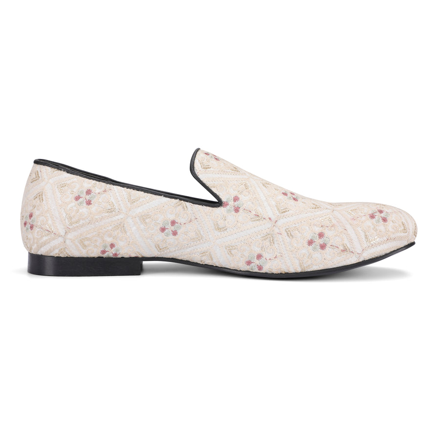 Embroidered Silk Loafers
